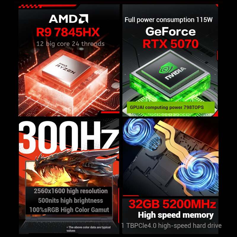 "MECHREVO Ryzen 9 RTX 5070 16″ 2.5K 300Hz Gaming Laptop – Brand New"